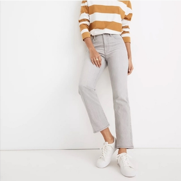Madewell Slim Demi-Boot Jeans in Dekalb Wash? Light Gray Like New - Picture 1 of 7